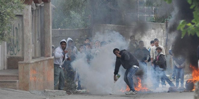 Palestinians riot in the village of El-Arrub, southwest of Bethlehem, in 2011. (Photo: IDF)