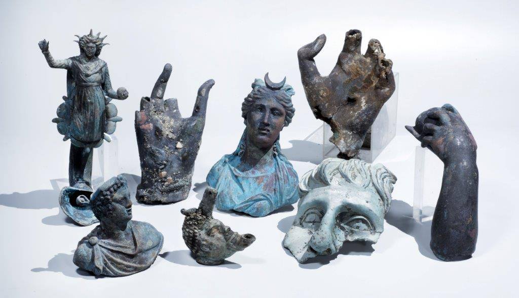 The artifacts that were found by two divers in Caesaria. (Photo: Israel in the USA/Facebook)