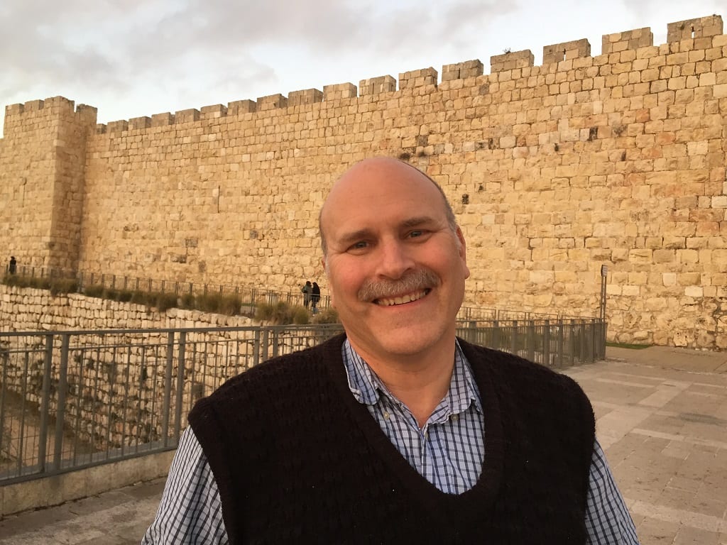 Gidon Ariel by the Walls of Jerusalem. (Photo by Bob O’Dell)