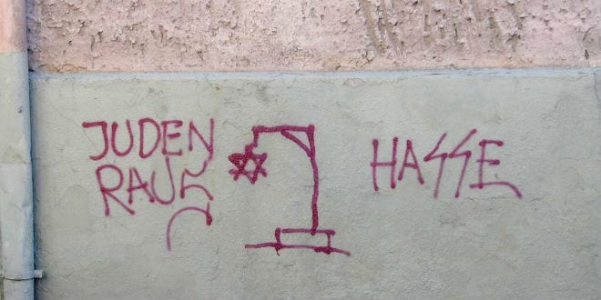 Antisemitic graffiti in Klaipėda, Lithuania. (Photo: Beny Shlevich/ Wiki Commons)