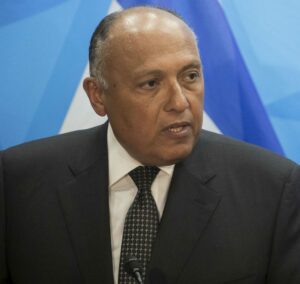 Egypt's Foreign Minister Sameh Shoukry at the Prime Minister's office in Jerusalem (Photo: Hadas Parush/Flash90)