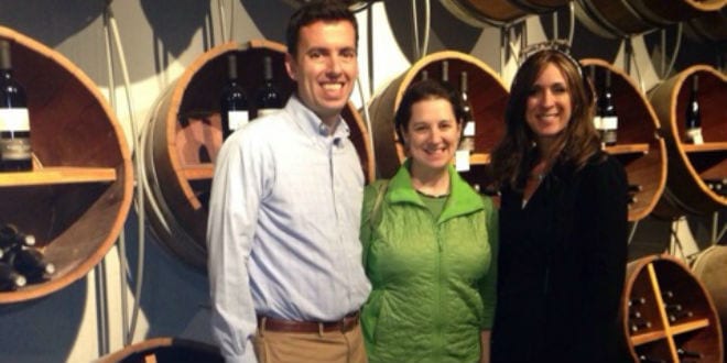 Sabra Joines joins friends at the winery in Gush Etzion. (Photo: Sabra Joines)