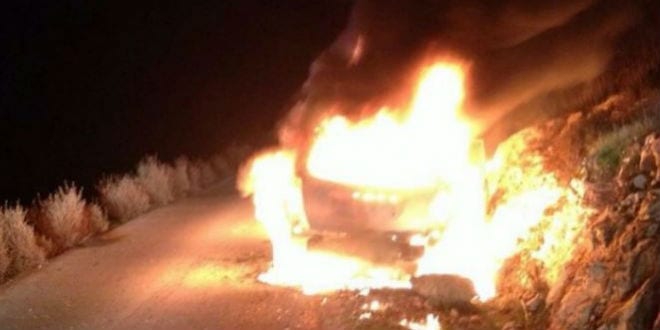 The Shapira family car after the firebombing attack.
