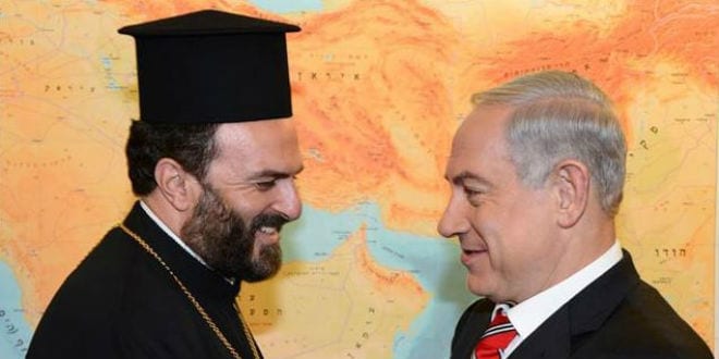 Father Gabriel Naddaf meets with Prime Minister Benjamin Netanyahu. (Photo: GPO)