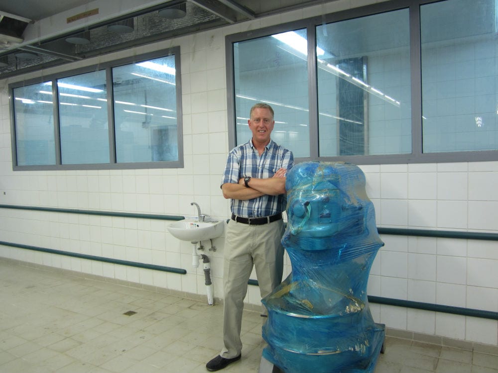 Michael Fromm inside the new Meir Panim facility. (Photo: Breaking Israel News)