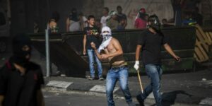 Palestinian youth during clashes at the Shuafat Refugee Camp in East Jerusalem on Friday, September 18, 2015. (Photo: Hadas Parush/Flash90)
