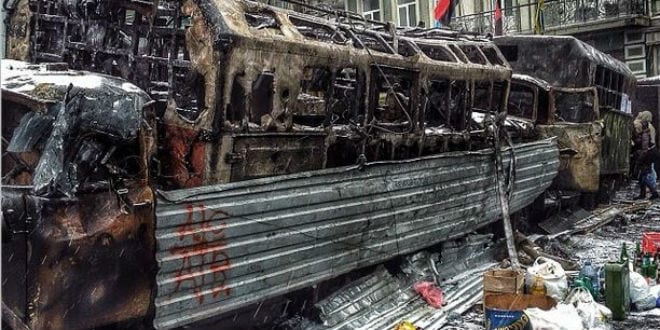 Destruction in Ukraine after violent protests in the capital. (Photo: yaro_rt/Instagram)