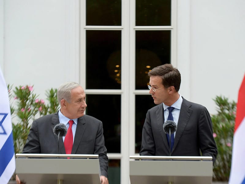 PM Netanyahu at the joint press conference with Dutch PM Mark Rutte, September 6, 2016. (GPO/ Amos Ben Gershom)